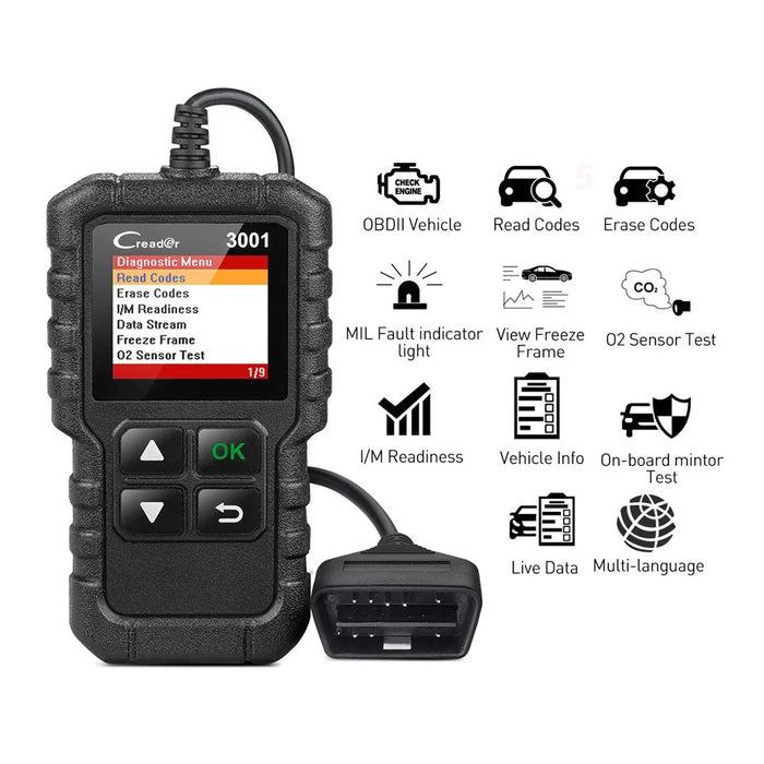 CR3001 EOBD OBD2 OBDII 1.77 inch Screen Car Code Reader Diagnostic Tool Engine Error Scanner - 1