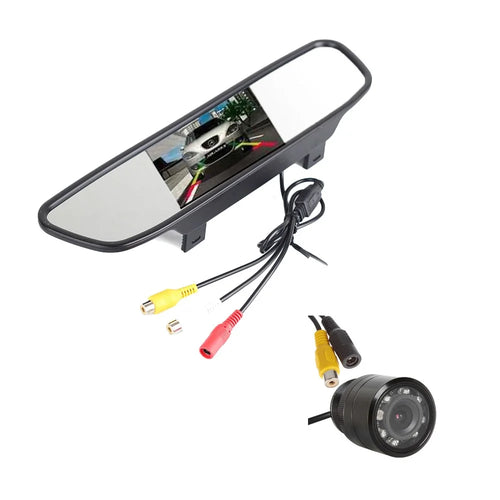 4.3 inch TFT LCD Screen Car Rearview Mirror Display with Back Camera PZ705+PZ402 - 1