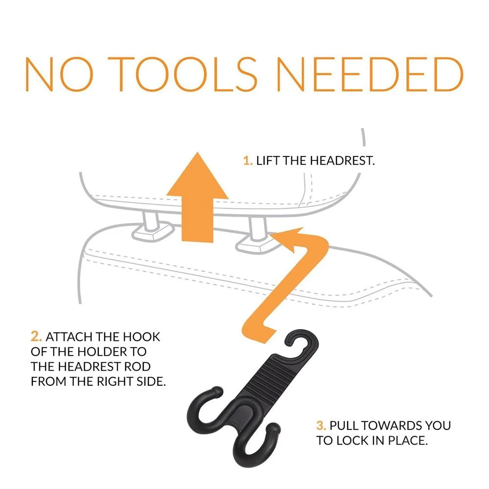 1 Pair Car Seat Back Bag Hooks Headrest Hanger Holder with Double Hooks - 3