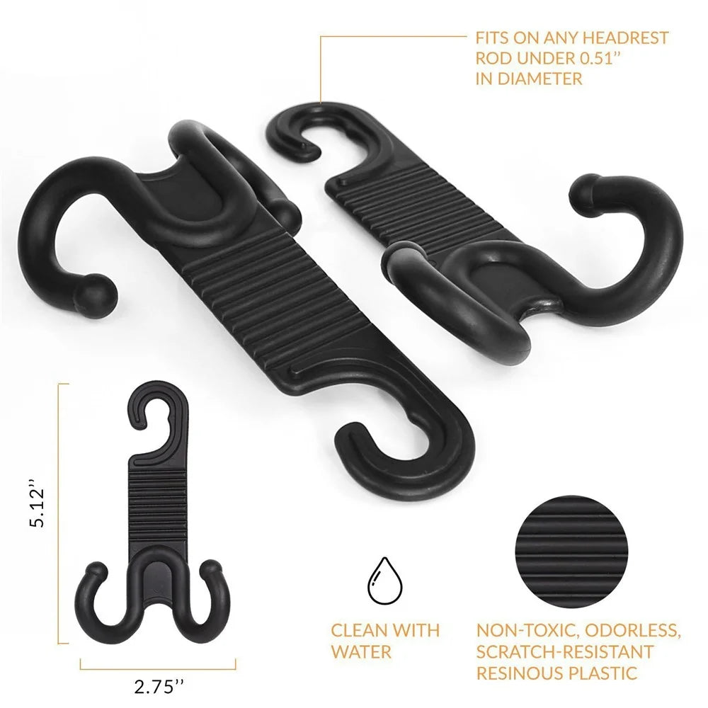 1 Pair Car Seat Back Bag Hooks Headrest Hanger Holder with Double Hooks - 4
