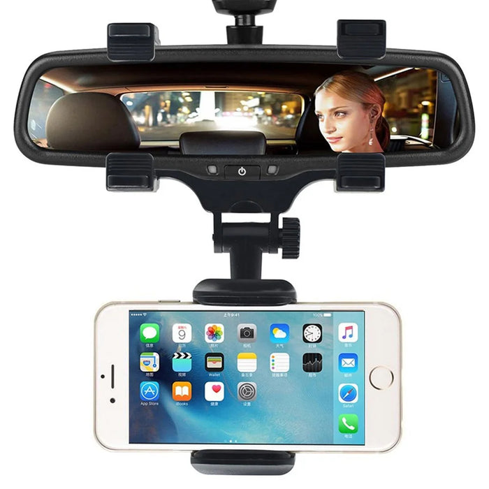 Universal Car Rearview Mirror Mount Phone Holder for iPhone Samsung Huawei GPS Smartphones - 1