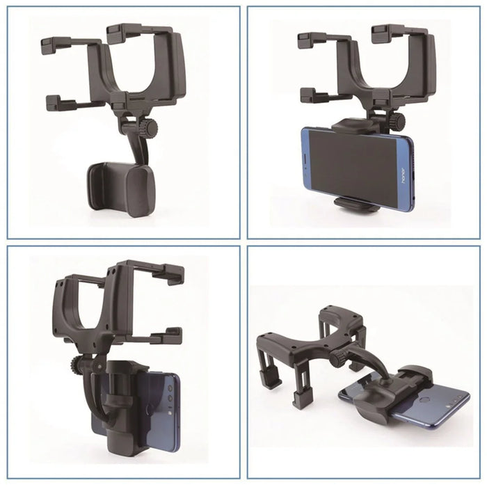 Universal Car Rearview Mirror Mount Phone Holder for iPhone Samsung Huawei GPS Smartphones - 6