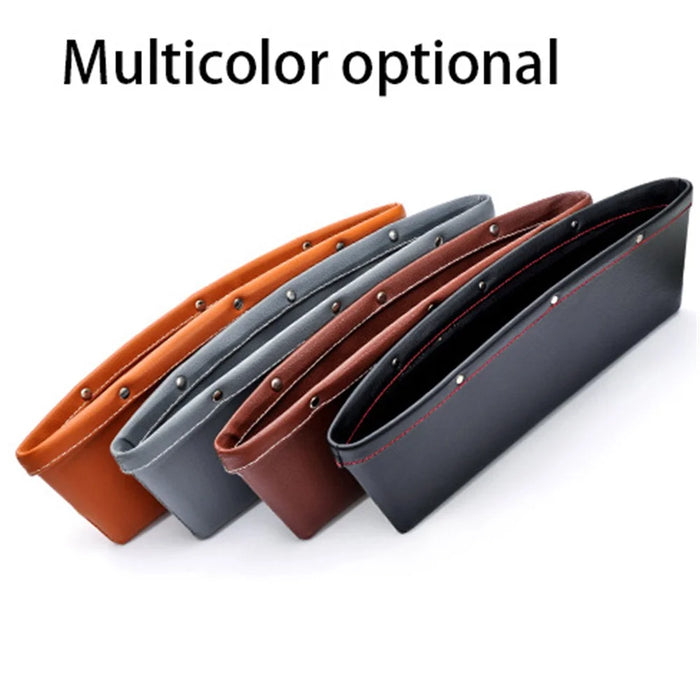 2Pcs / Set Vehicle Mounted Seat Gap Leather Storage Organizer for Wallet, Phones, Maps, Cash etc. - Black - 3