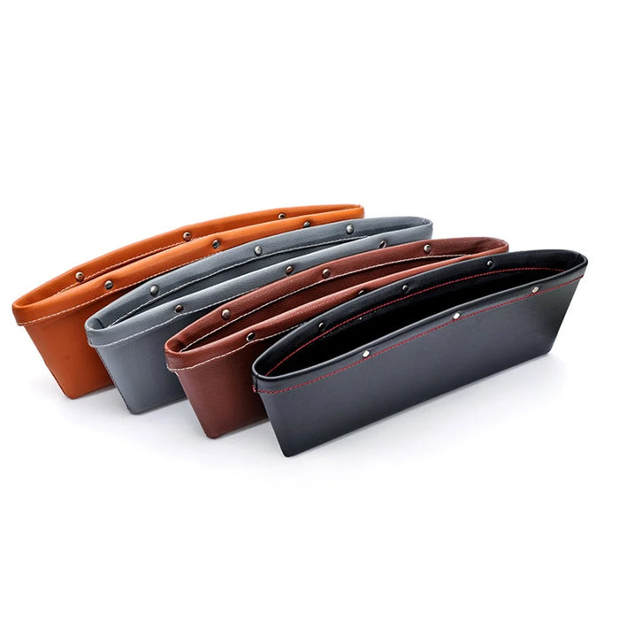 2Pcs / Set Vehicle Mounted Seat Gap Leather Storage Organizer for Wallet, Phones, Maps, Cash etc. - Black - 4