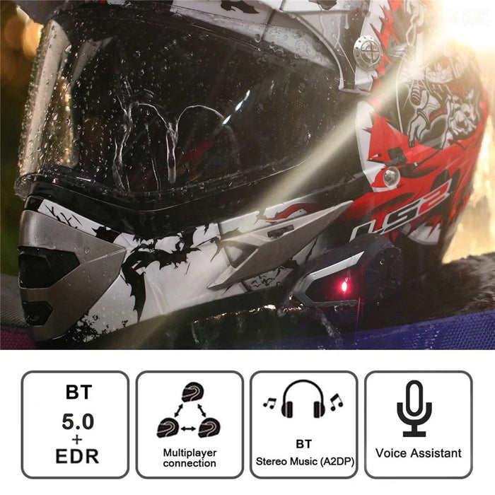BT-S3 Waterproof IPX6 Motorcycle Helmet Bluetooth-compatible Headphone 1000m Interphone Hands-free Call Headset with FM Function - 3