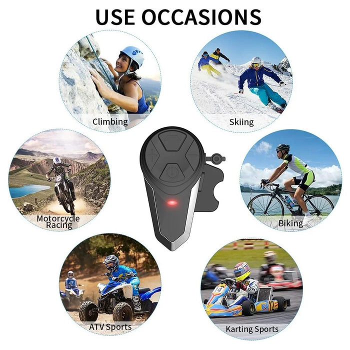 BT-S3 Waterproof IPX6 Motorcycle Helmet Bluetooth-compatible Headphone 1000m Interphone Hands-free Call Headset with FM Function - 7
