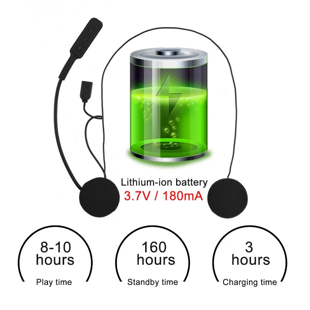 BT8 Motorcycle Helmet Bluetooth-compatible Headset Wireless Earphone Hands-free Speakers Music Headphone - 4