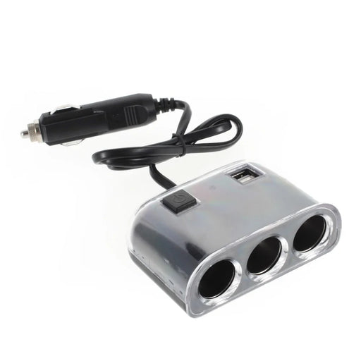 OLESSON No.1505 1 to 3 Car Cigarette Lighter Socket & Dual USB Car Charger - Black - 1