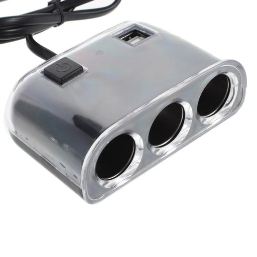 OLESSON No.1505 1 to 3 Car Cigarette Lighter Socket & Dual USB Car Charger - Black - 2