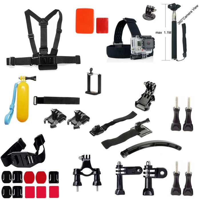 GP398 33-in-1 Chest Belt Headstrap Monopod Accessories Kit for GoPro Hero 4/3+/3/2/1 SJ4000/5000/6000/Xiaomi Yi Action Camera - 1