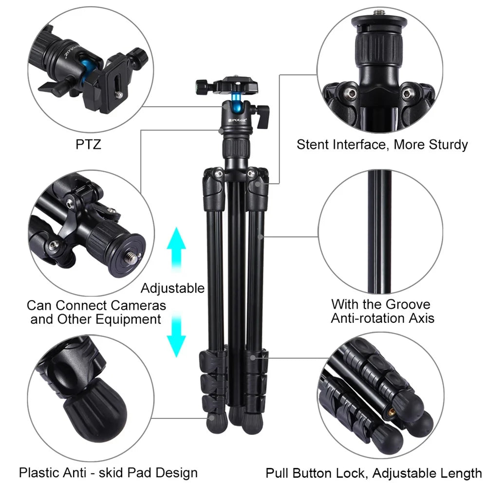 PULUZ PU3009 Portable Aluminum Alloy Camera Tripod with Adjustable Leg Height 36~92cm for Sony, Nikon, Canon DSLR Cameras - 6