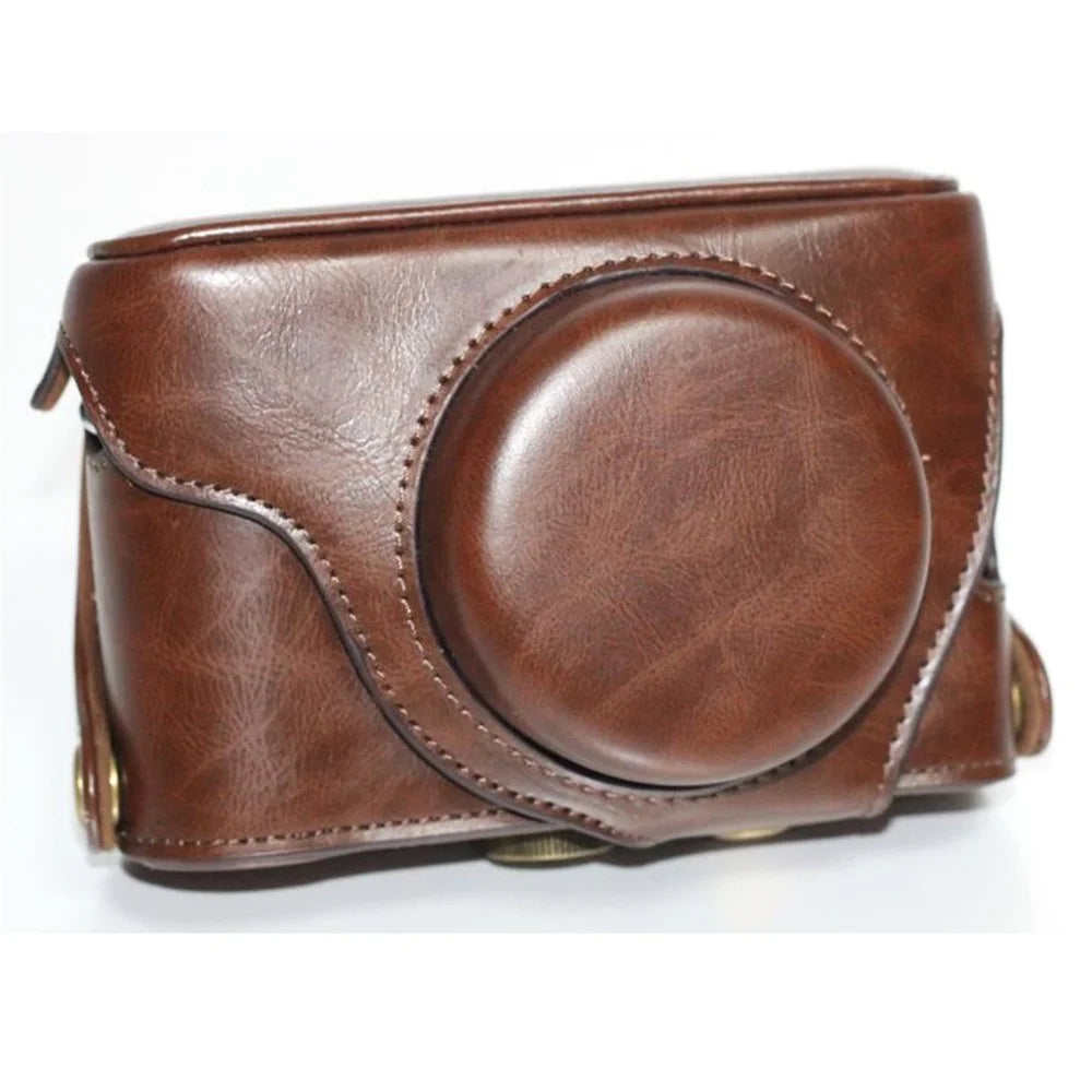 PU Leather Camera Protective Bag + Strap for Fuji X100 / X100F / X100S Digital Cameras - Coffee - 1