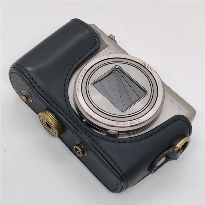 PU Leather Camera Protective Case Pouch with Shoulder Strap for Sony HX60/HX50/HX30 - Black - 6