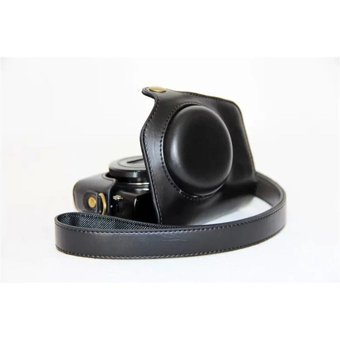 Protective Leather Camera Case with Shoulder Strap for Canon G7X - Black - 5