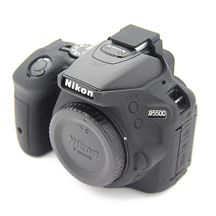For Nikon D5500 D5600 Cameras Soft Silicone Protective Skin Shell Case - Black - 1