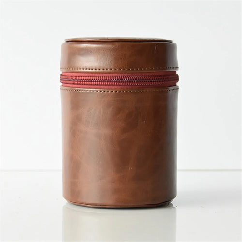 Camera Lens PU Leather Bag Protection Case for Nikon Canon Sony Fujifilm etc - Size: M / Coffee - 1