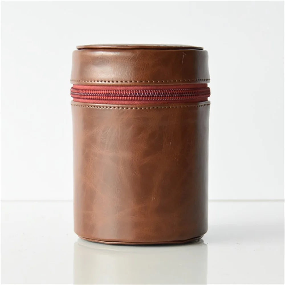 Camera Lens PU Leather Bag Protection Case for Nikon Canon Sony Fujifilm etc - Size: M / Coffee - 1
