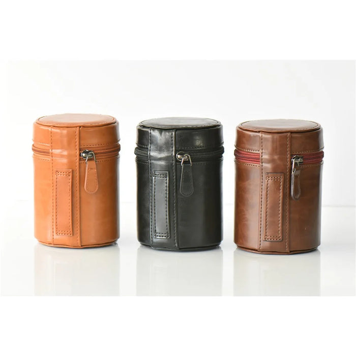 Camera Lens PU Leather Bag Protection Case for Nikon Canon Sony Fujifilm etc - Size: M / Coffee - 3