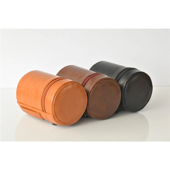 Camera Lens PU Leather Bag Protection Case for Nikon Canon Sony Fujifilm etc - Size: M / Coffee - 4