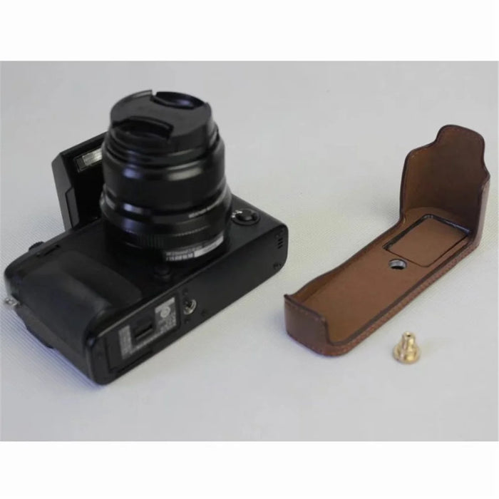 PU Leather Half Bottom Camera Protective Shell for Fujifilm X-E3 - Coffee - 2