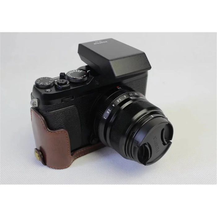 PU Leather Half Bottom Camera Protective Shell for Fujifilm X-E3 - Coffee - 4