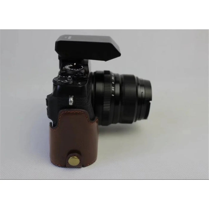 PU Leather Half Bottom Camera Protective Shell for Fujifilm X-E3 - Coffee - 7