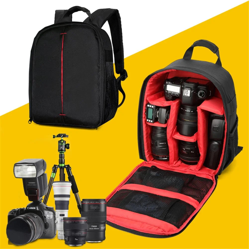 Compact Outdoor Camera Backpack Bag Waterproof DSLR Case - Red / Black - 1