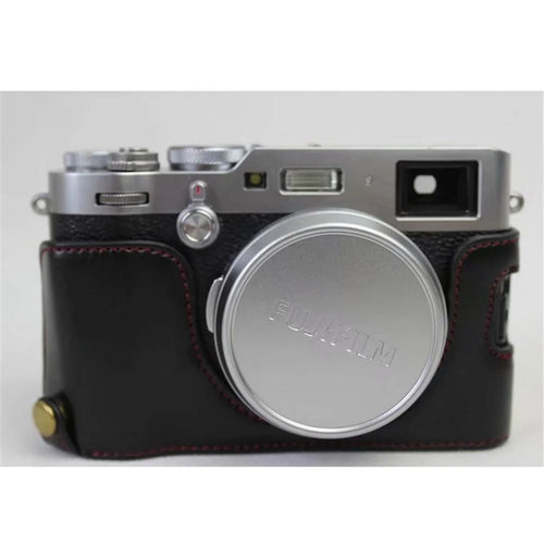 PU Leather Half Camera Case for Fujifilm X100F - Black - 1