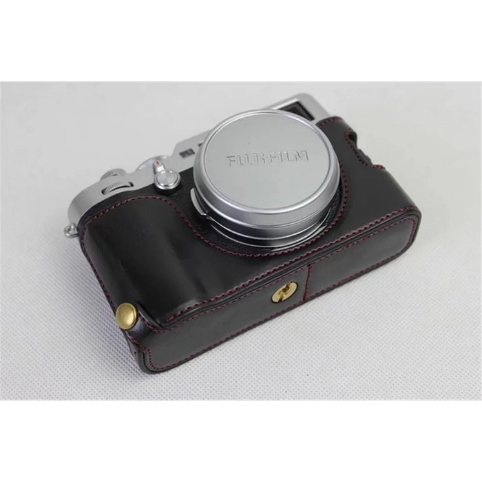 PU Leather Half Camera Case for Fujifilm X100F - Black - 4