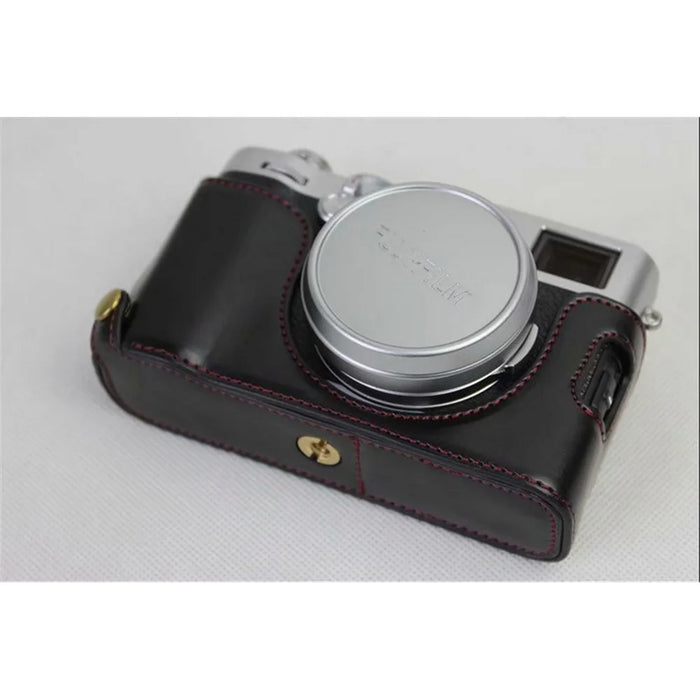 PU Leather Half Camera Case for Fujifilm X100F - Black - 5