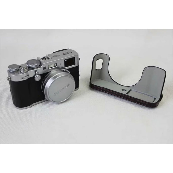 PU Leather Camera Protective Case + Strap + Camera Lens Bag for Fujifilm X100F - Black - 7