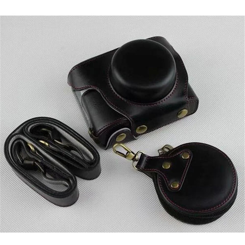 Black - PU Leather Half Camera Case Bag Protector for Olympus E-PL9 EPL9 Camera - 1