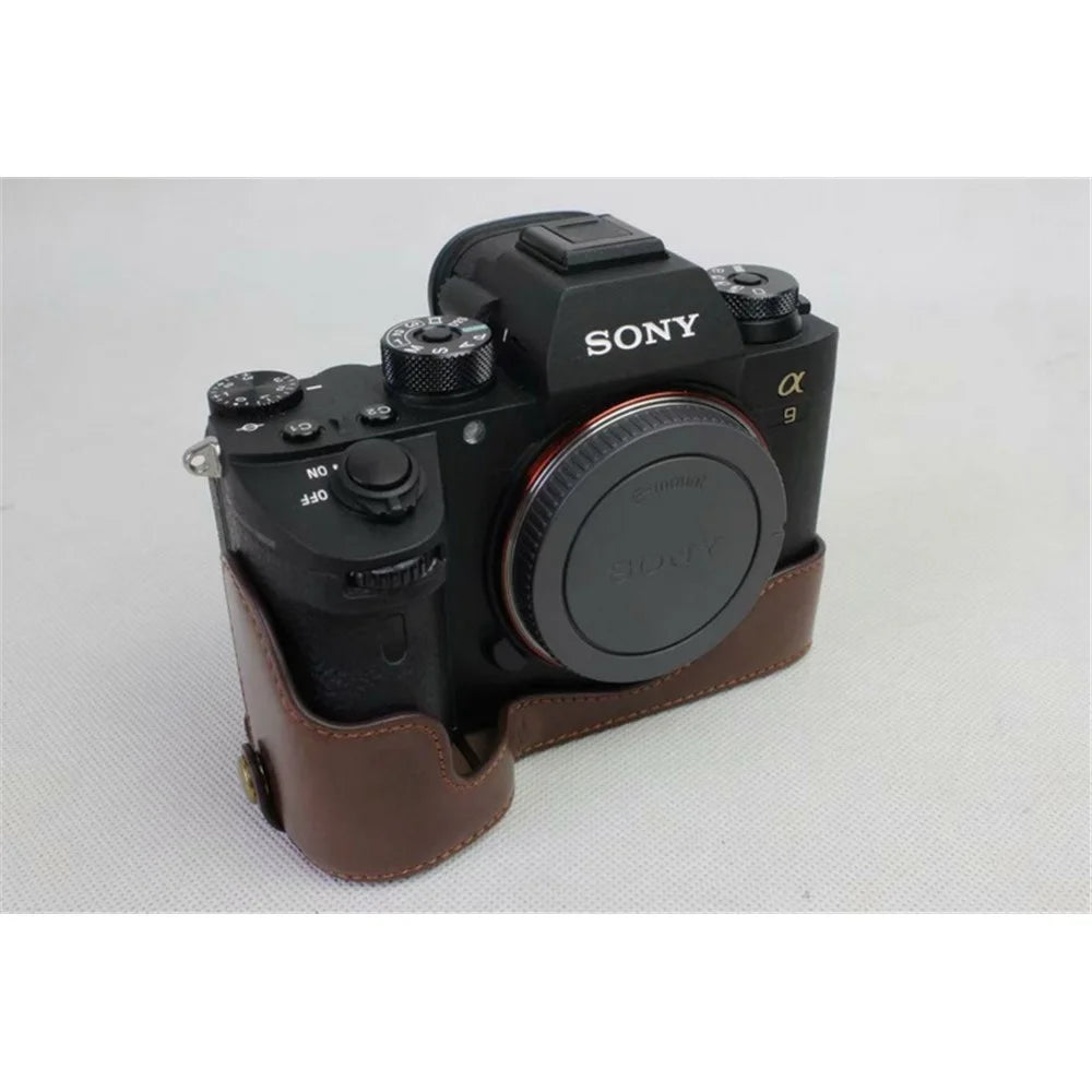 Half Camera PU Leather Protection Shell for Sony ILCE-9 / A9 / A7RM3 A7RIII - Coffee - 2