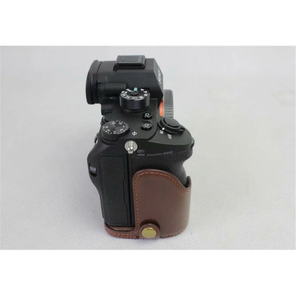 Half Camera PU Leather Protection Shell for Sony ILCE-9 / A9 / A7RM3 A7RIII - Coffee - 5