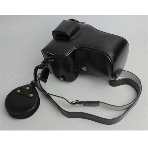 PU Leather Protective Bag + Strap + Camera Lens Bag for Sony ILCE-9 / A9 / A7RM3 A7RIII - Black - 1