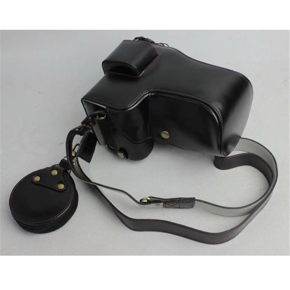 PU Leather Protective Bag + Strap + Camera Lens Bag for Sony ILCE-9 / A9 / A7RM3 A7RIII - Black - 1