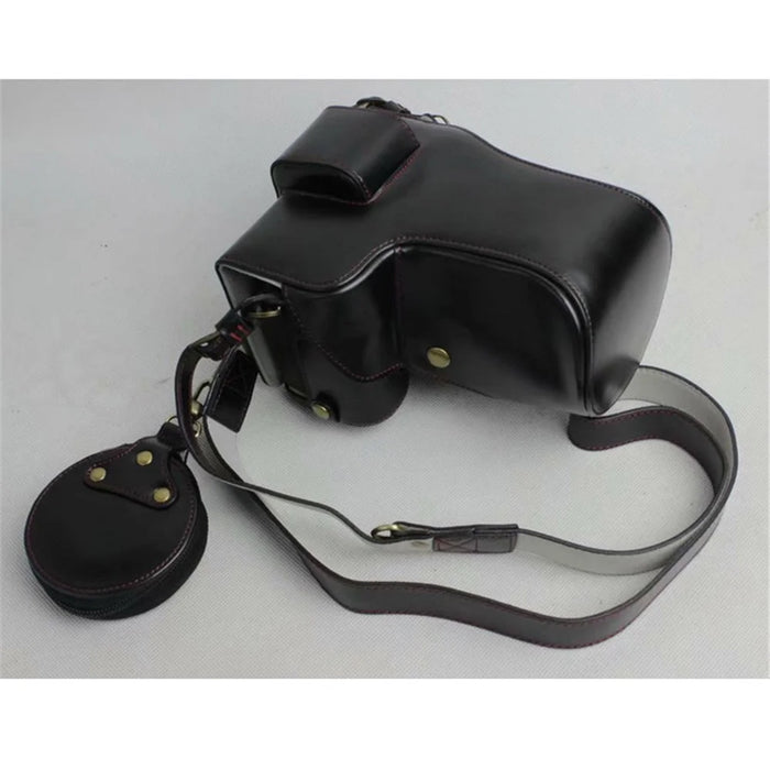 PU Leather Protective Bag + Strap + Camera Lens Bag for Sony ILCE-9 / A9 / A7RM3 A7RIII - Black - 1