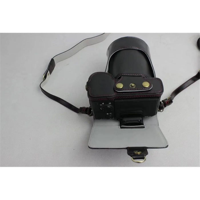 PU Leather Protective Bag + Strap + Camera Lens Bag for Sony ILCE-9 / A9 / A7RM3 A7RIII - Black - 6