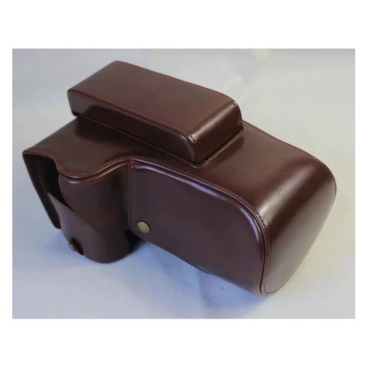 PU Leather Camera Protection Case + Strap + Camera Lens Bag for Nikon P1000 - Coffee - 1