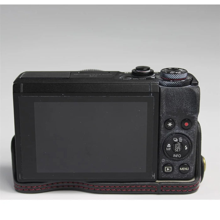PU Leather Half Camera Case Bag Cover Protector for Canon PowerShot G7 X Mark III - Black - 4
