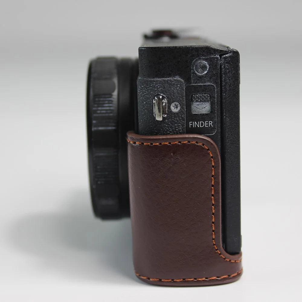 Genuine Leather Half Camera Case Bag Cover Protector for Canon PowerShot G5 X Mark II - Coffee - 6