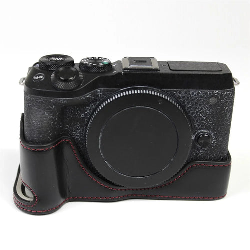 Genuine Leather Camera Protection Base Protection Semi-Case for Canon EOS M6 Mark II /EOS M6II - Black - 1