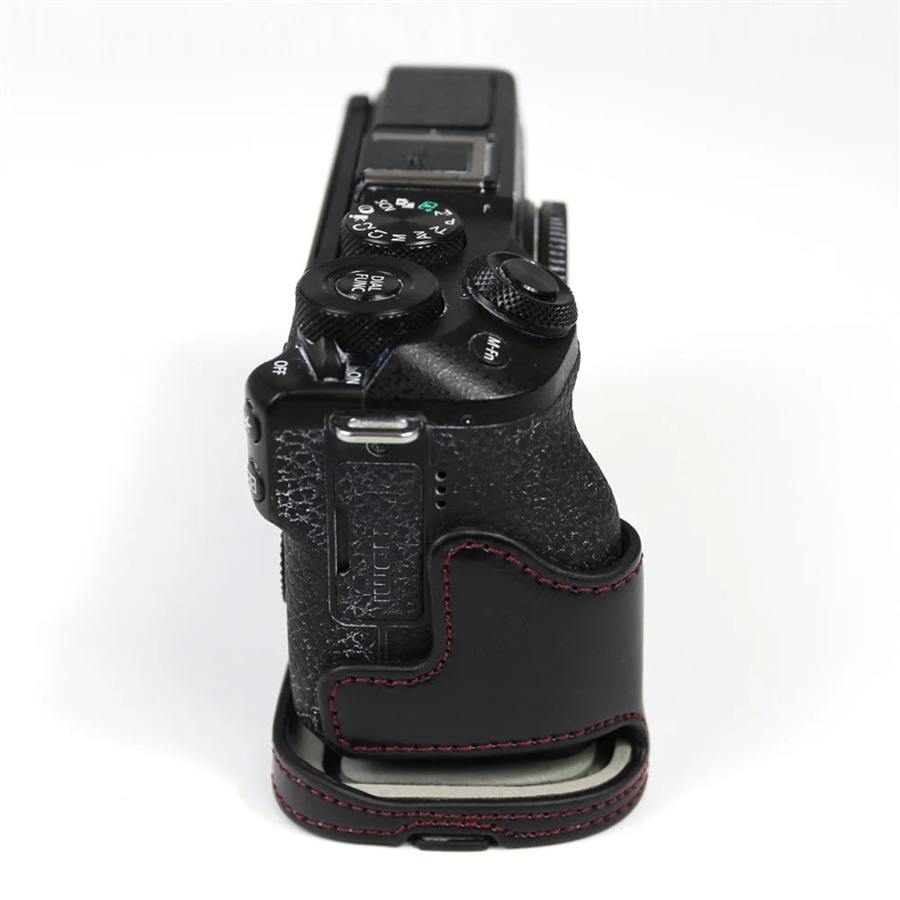 Genuine Leather Camera Protection Base Protection Semi-Case for Canon EOS M6 Mark II /EOS M6II - Black - 2