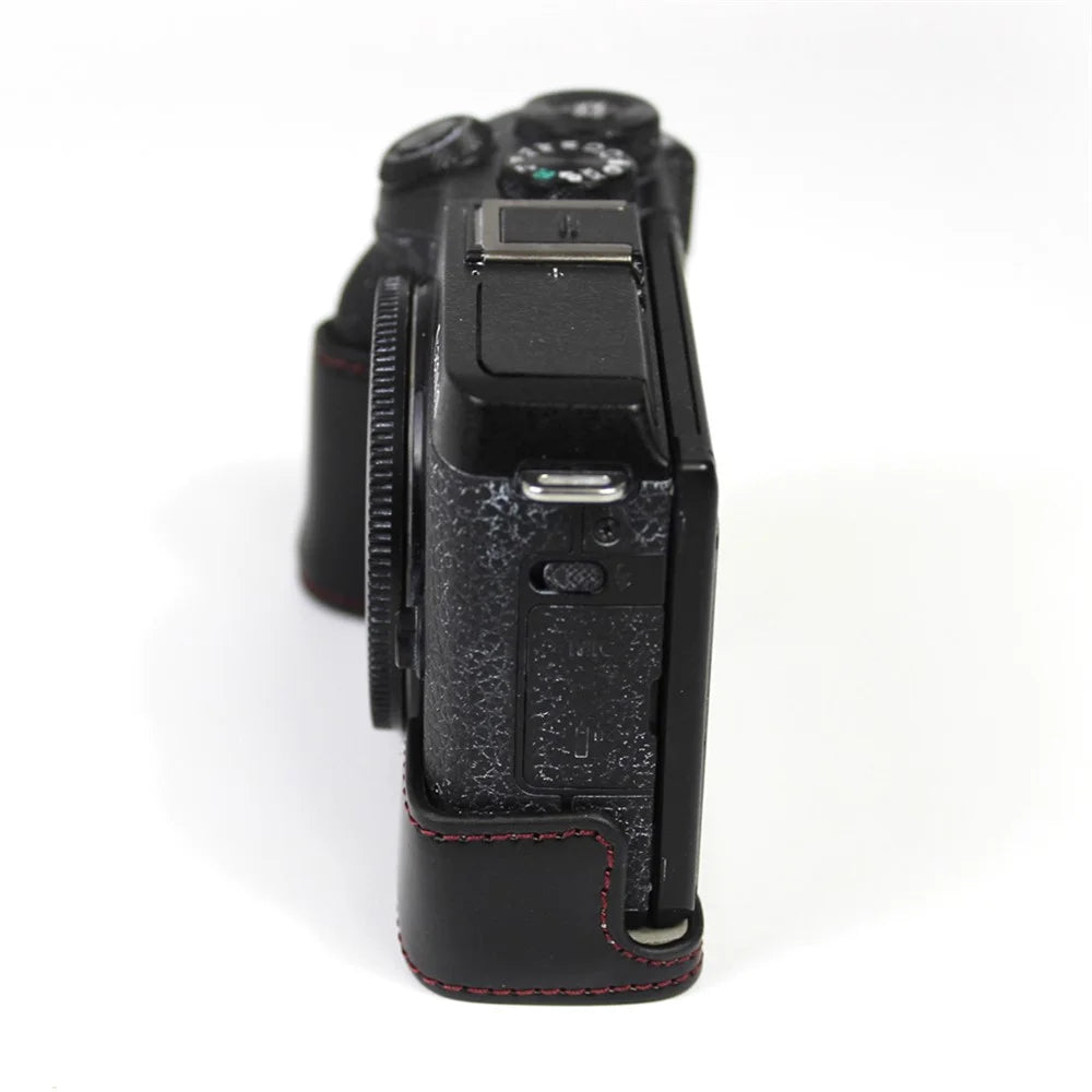 Genuine Leather Camera Protection Base Protection Semi-Case for Canon EOS M6 Mark II /EOS M6II - Black - 3