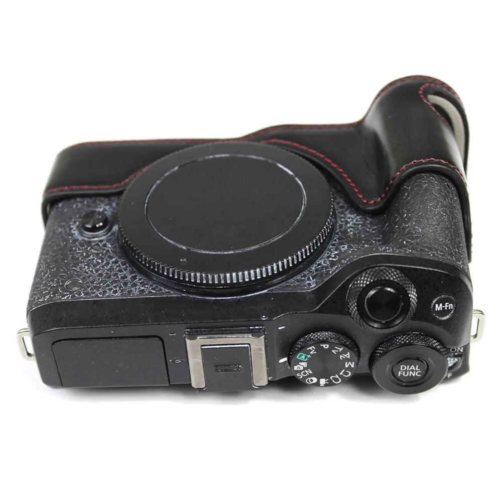 Genuine Leather Camera Protection Base Protection Semi-Case for Canon EOS M6 Mark II /EOS M6II - Black - 5