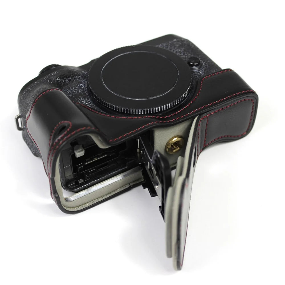 Genuine Leather Camera Protection Base Protection Semi-Case for Canon EOS M6 Mark II /EOS M6II - Black - 7