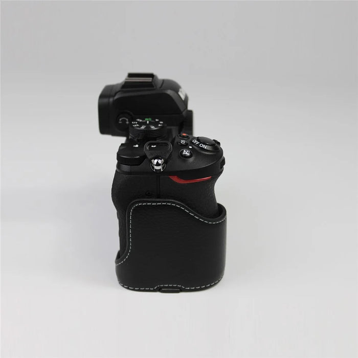 Genuine Leather Half Bottom Camera Protective Case Bag for Nikon Z50 / Z30 - Black - 6