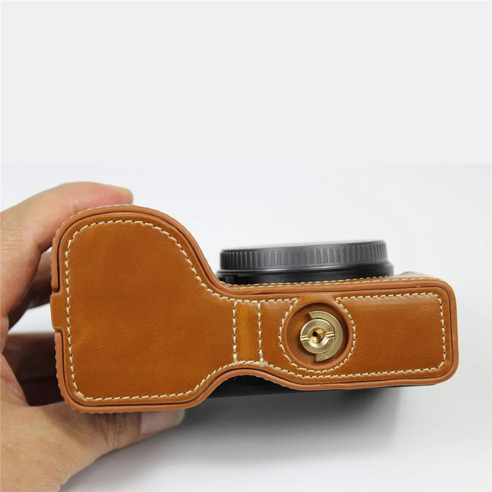 PU Leather Camera Protection Base Protection Semi-Case for Sony A6600 - Brown - 6