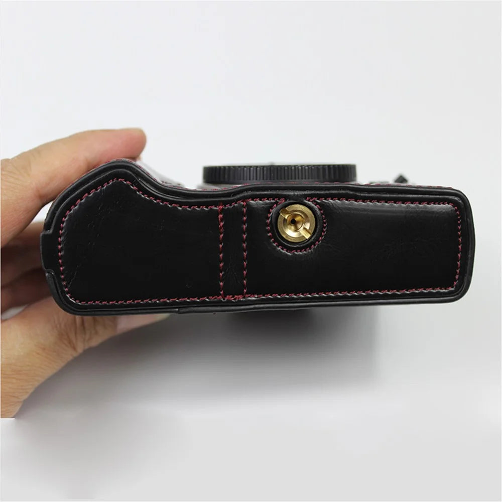 Half Camera PU Leather Protective Shell for Olympus E-M5 Mark III / OM-5 - Black - 7