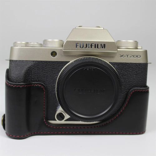 PU Leather Camera Half Cover Case for Fujifilm Fuji X-T200/XT200 - Black - 1